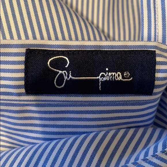 Land’s End Tailored Fit Shirt Pinpoint Navy 15-32 - Picture 6 of 7